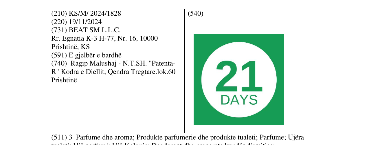 Zëri i markës 21 DAYS në buletin