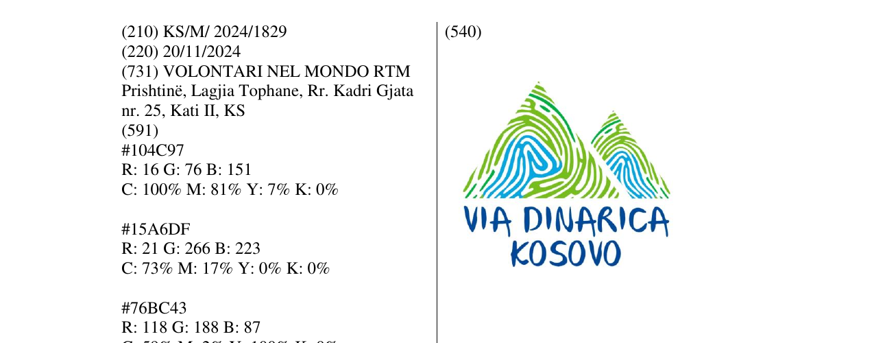 Zëri i markës VIA DINARICA KOSOVO në buletin