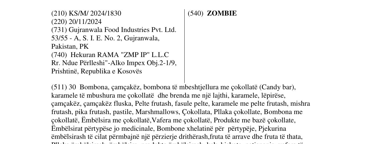 Zëri i markës ZOMBIE në buletin