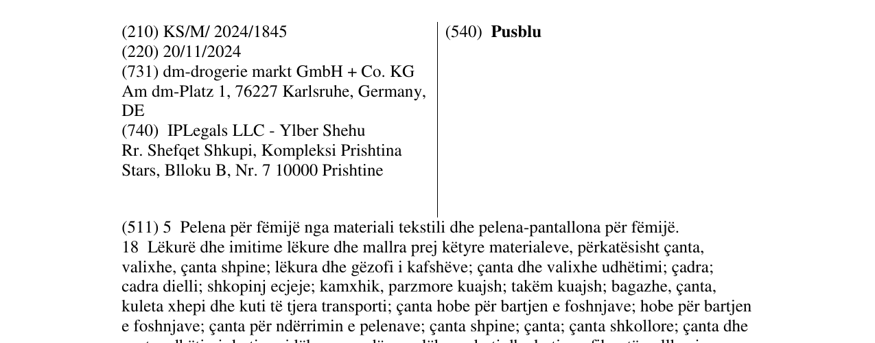 Zëri i markës Pusblu në buletin