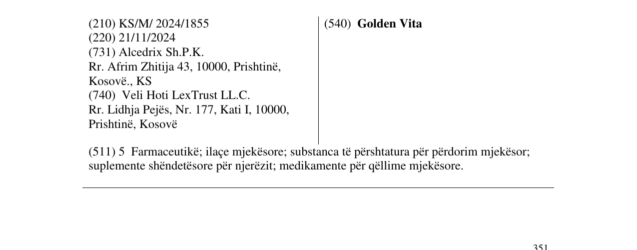 Zëri i markës Golden Vita në buletin