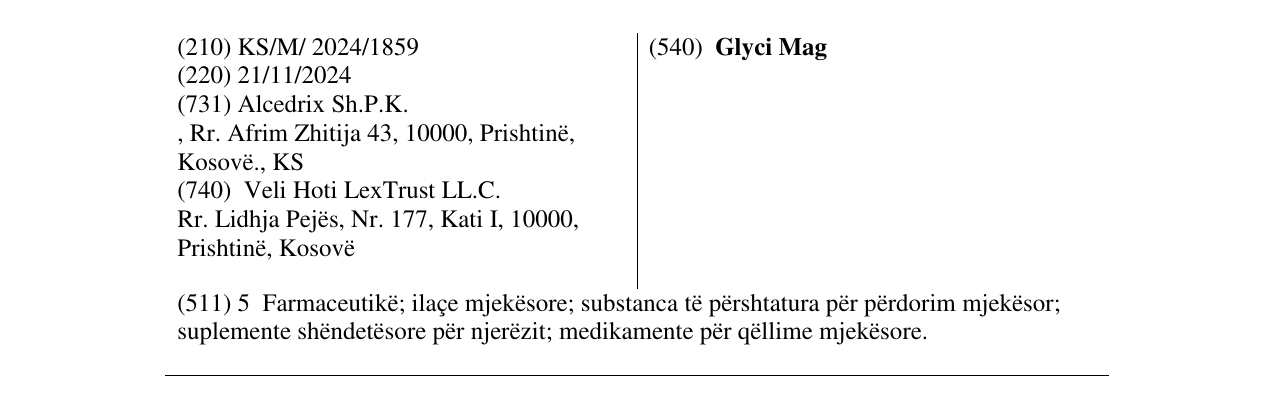 Zëri i markës Glyci Mag në buletin