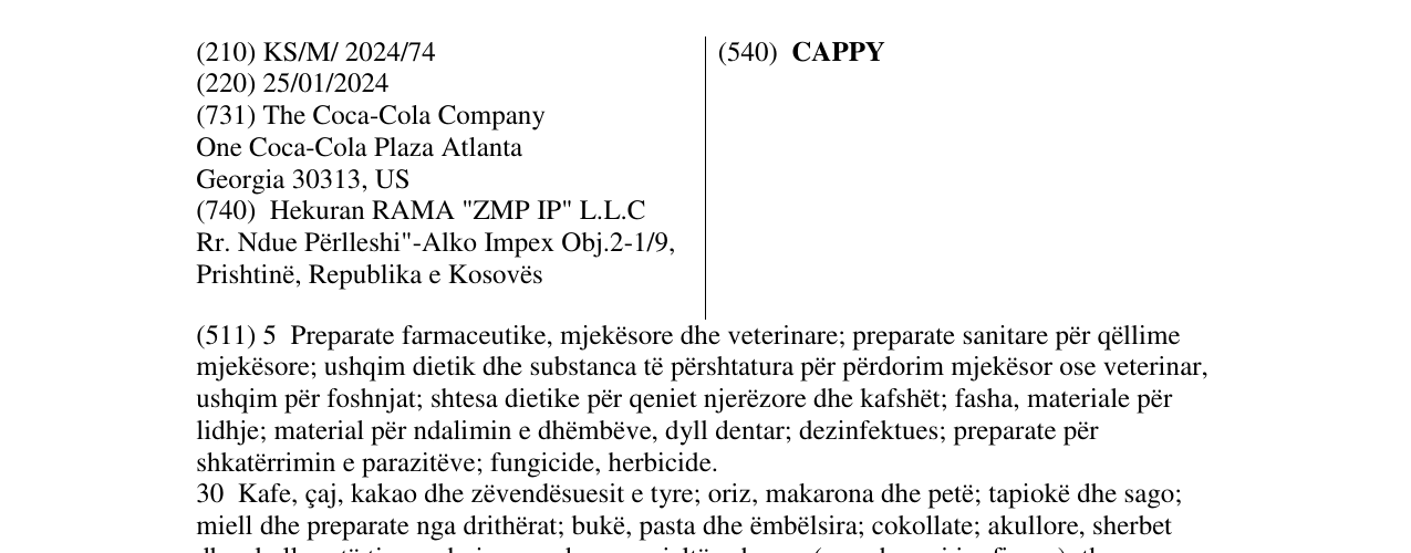 Zëri i markës CAPPY në buletin