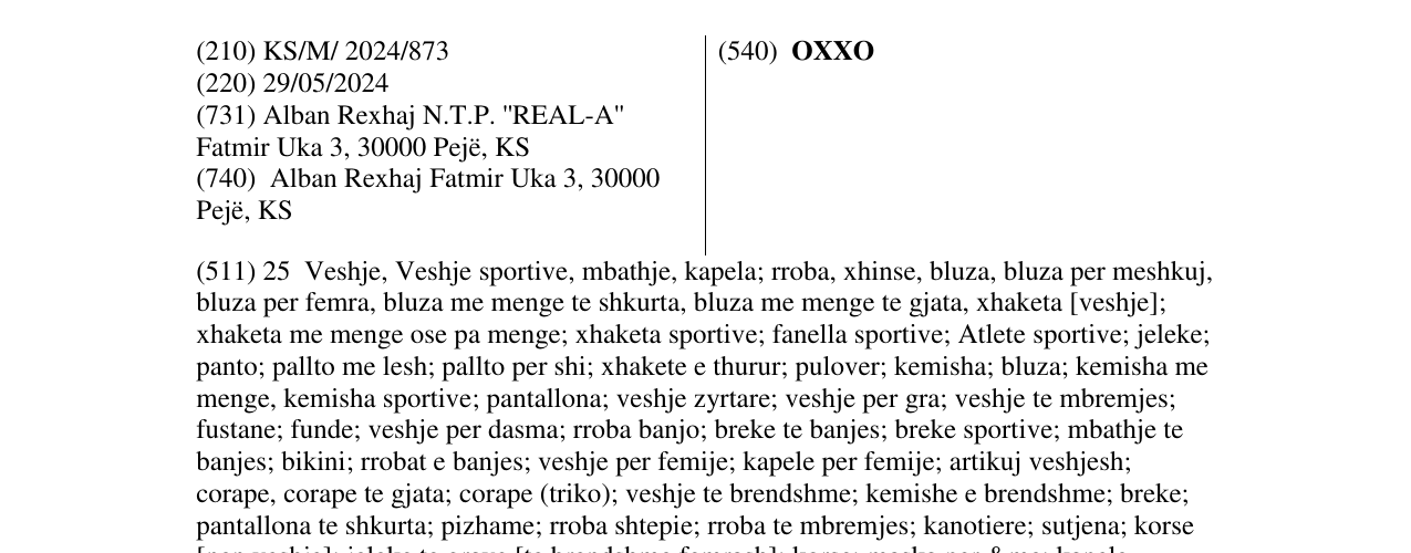 Zëri i markës OXXO në buletin