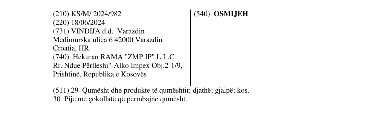 Zëri i markës OSMIJEH në buletin
