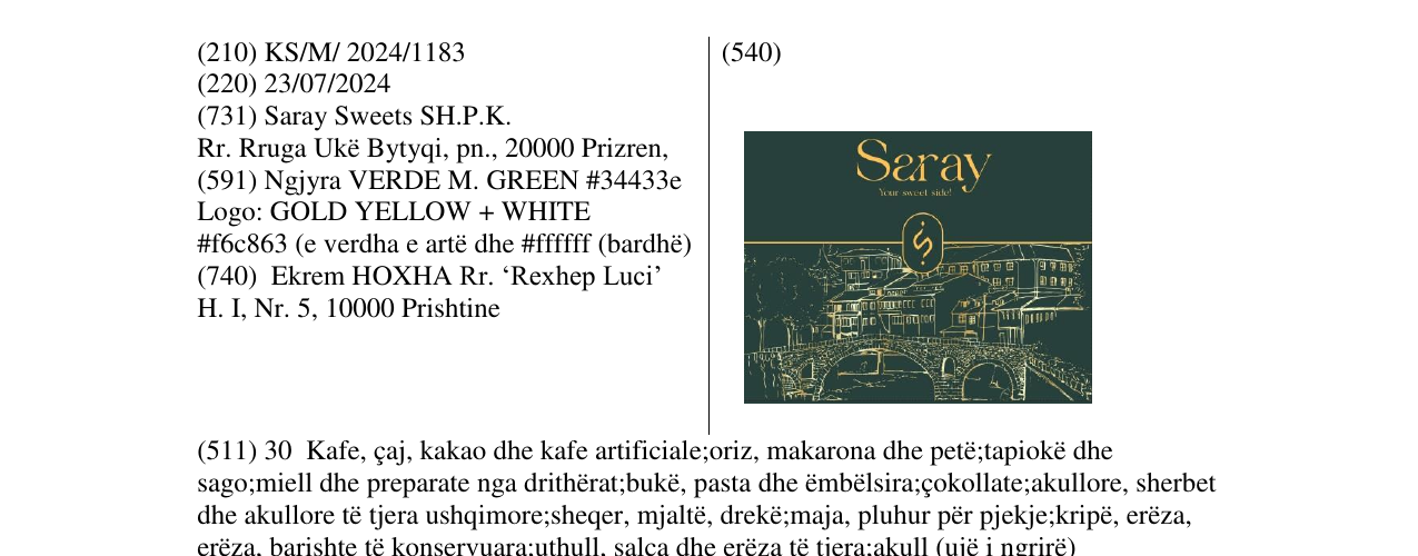 Zëri i markës saray në buletin