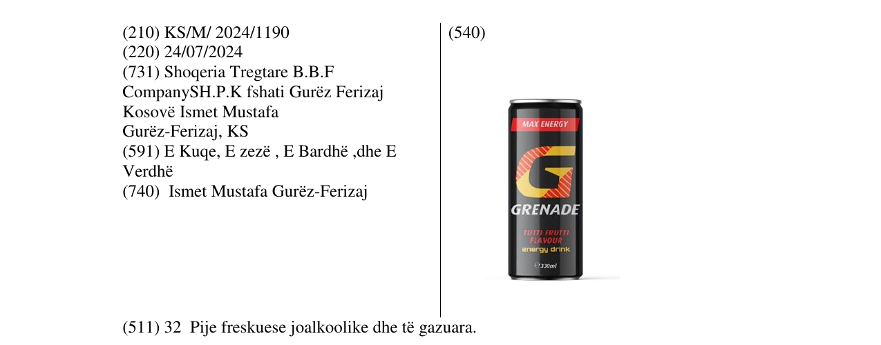 Zëri i markës GRENADE në buletin