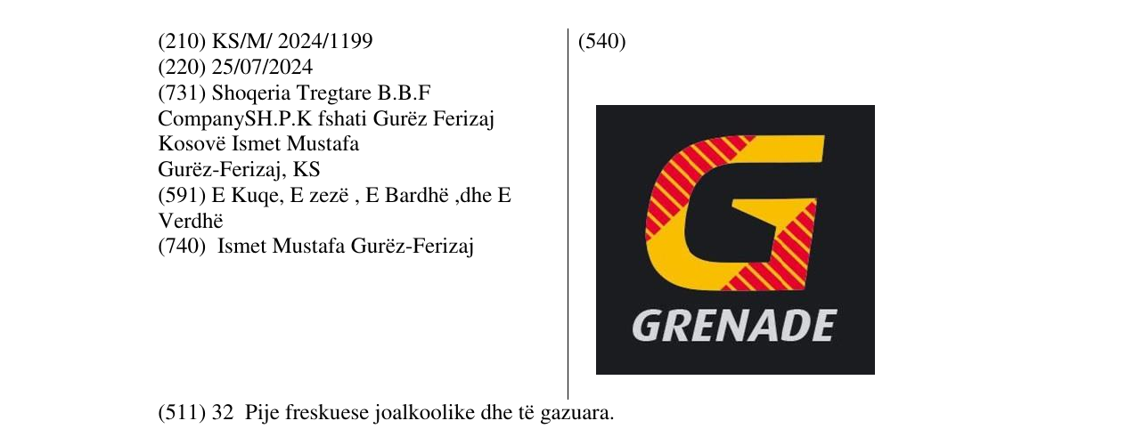 Zëri i markës GRENADE në buletin