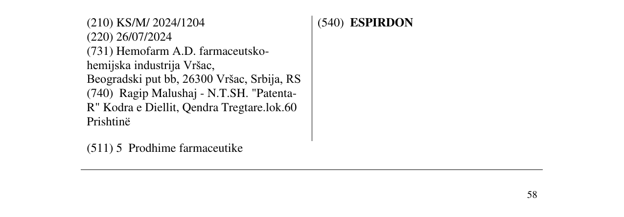Zëri i markës ESPIRDON në buletin