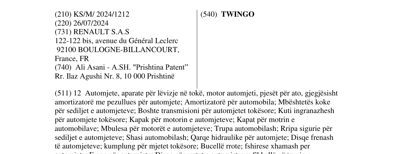 Zëri i markës TWINGO në buletin