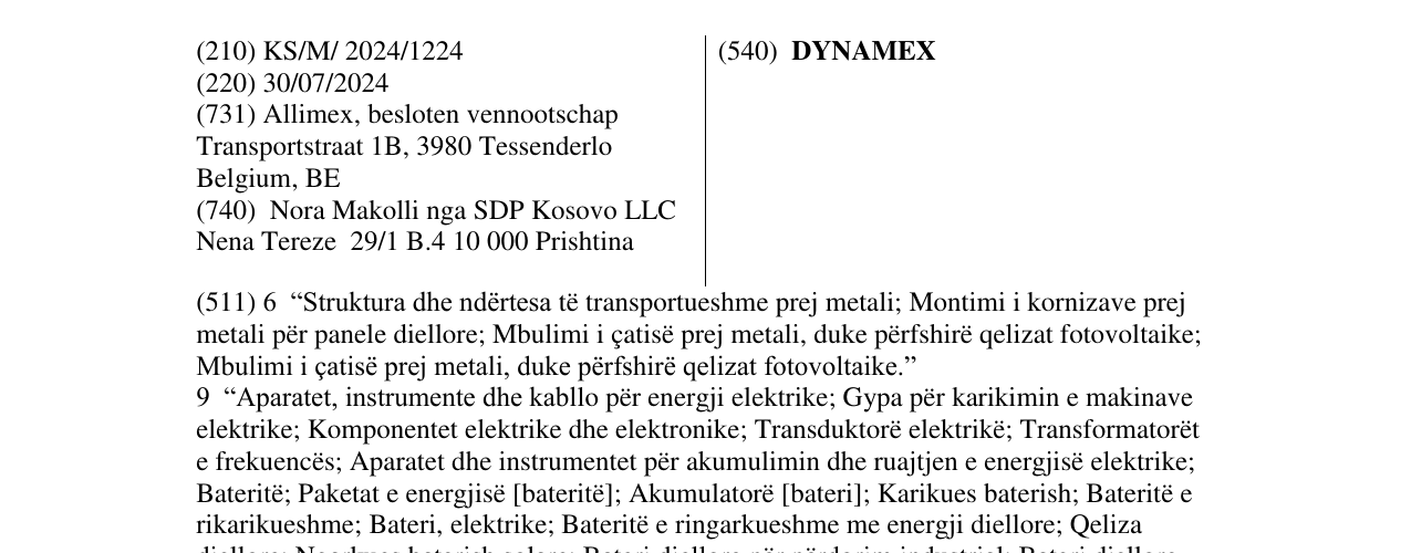 Zëri i markës DYNAMEX në buletin