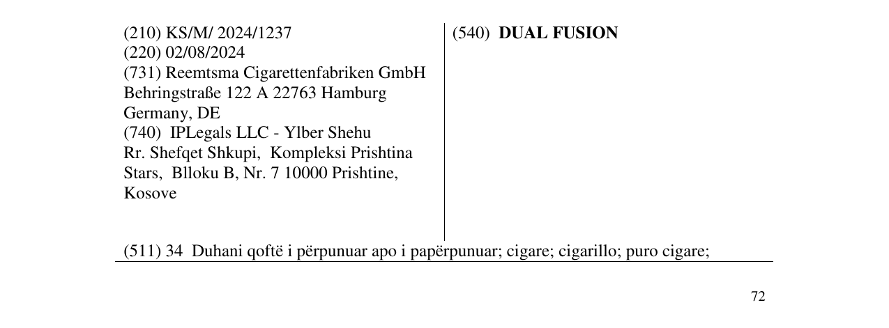 Zëri i markës DUAL FUSION në buletin