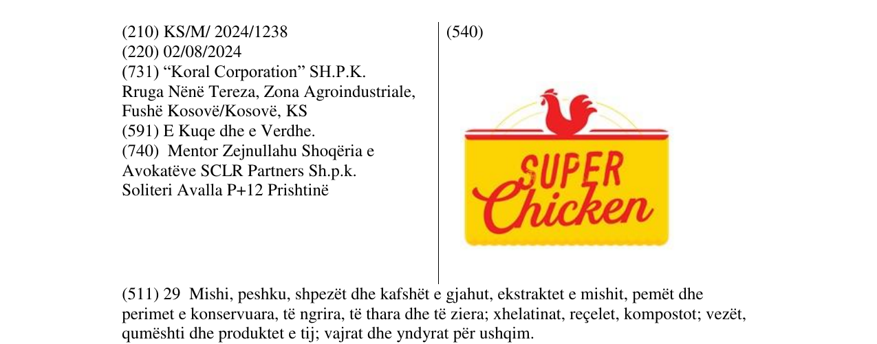 Zëri i markës super chicken në buletin