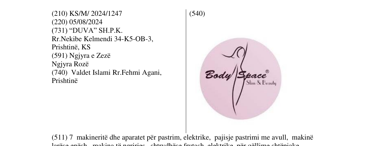 Zëri i markës BODY SPACE në buletin