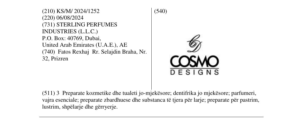 Zëri i markës COSMO DESIGNS në buletin