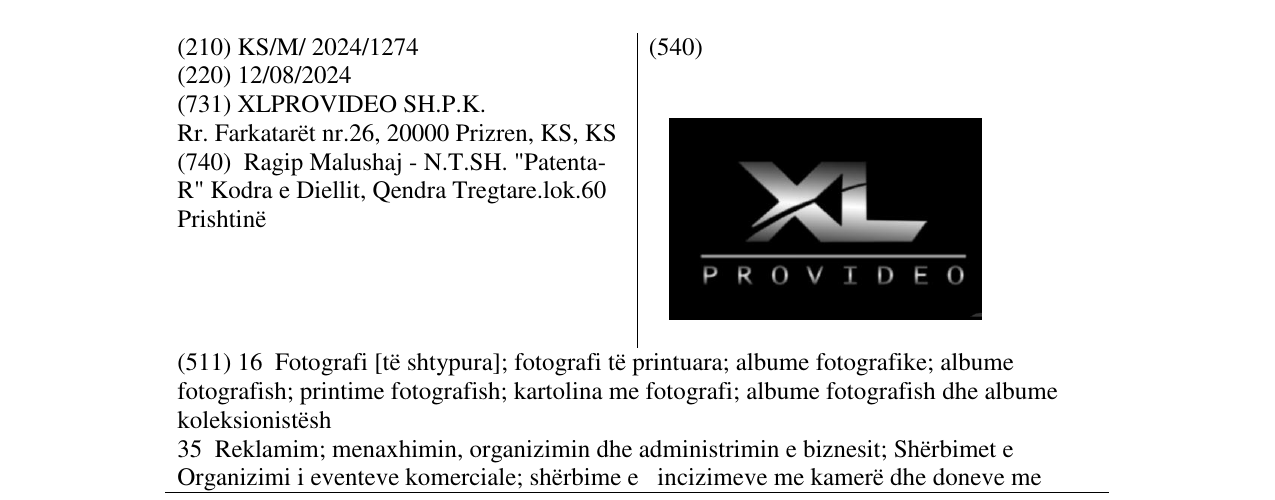 Zëri i markës XL PROVIDEO në buletin