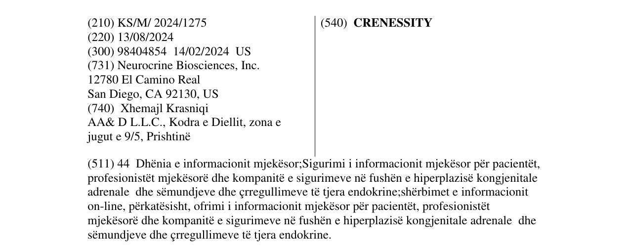 Zëri i markës CRENESSITY në buletin