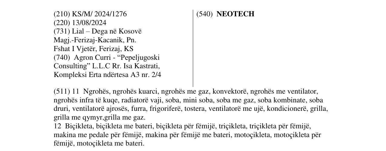 Zëri i markës NEOTECH në buletin