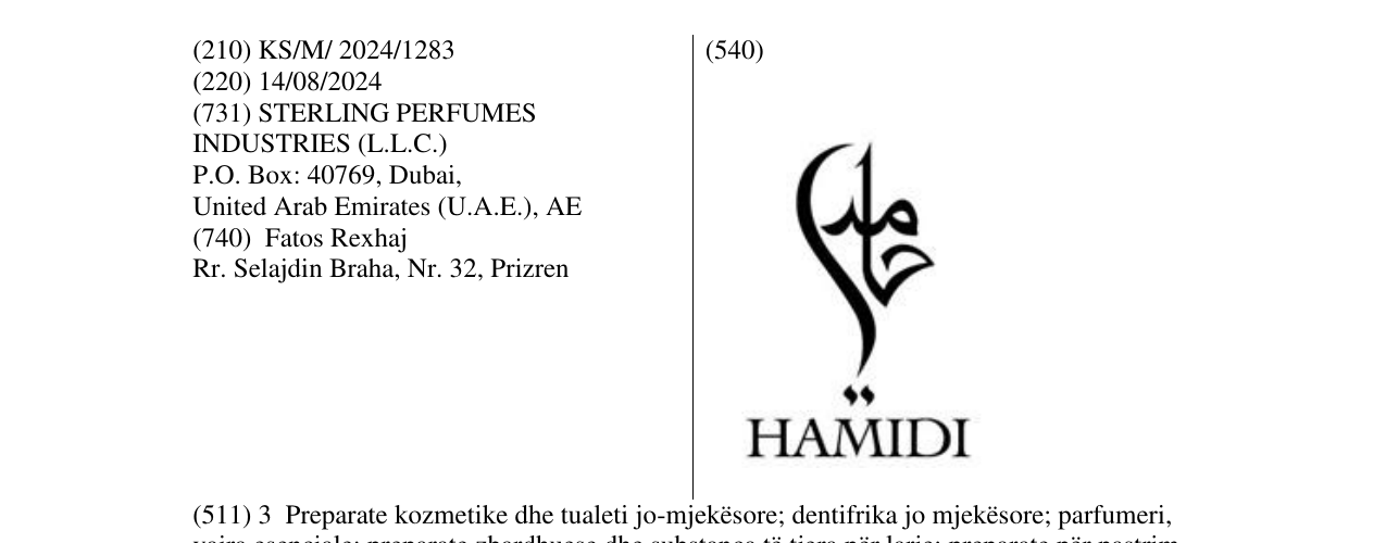 Zëri i markës HAMIDI në buletin