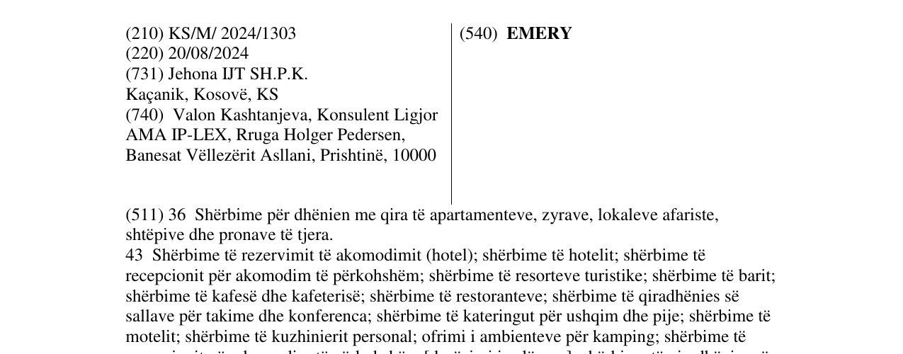 Zëri i markës EMERY në buletin