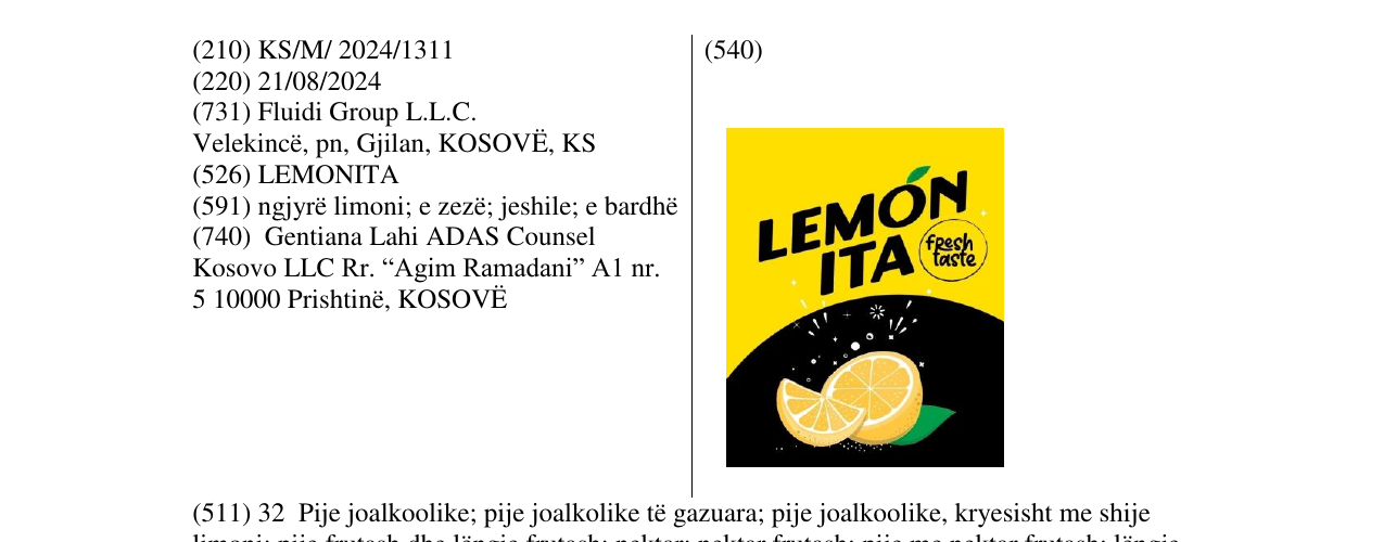 Zëri i markës LEMONITA në buletin