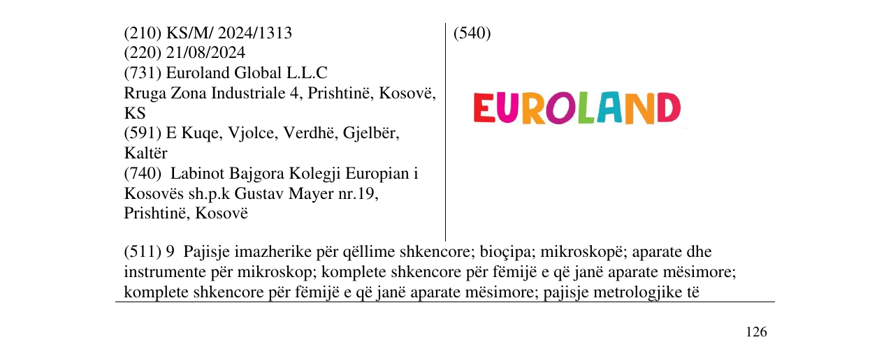 Zëri i markës EUROLAND në buletin