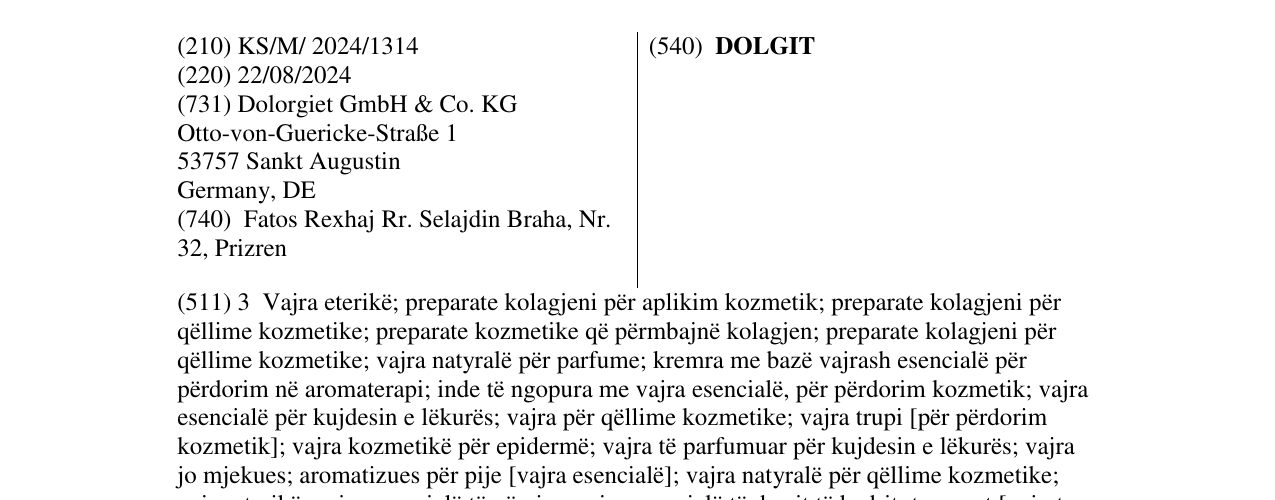 Zëri i markës DOLGIT në buletin