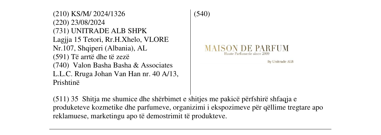 Zëri i markës MAISON DE PARFUM në buletin