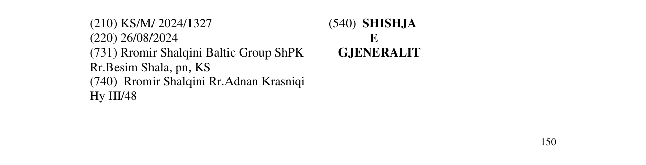 Zëri i markës SHISHJA E GJENERALIT në buletin