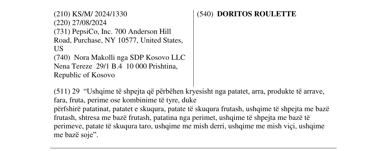 Zëri i markës DORITOS ROULETTE në buletin
