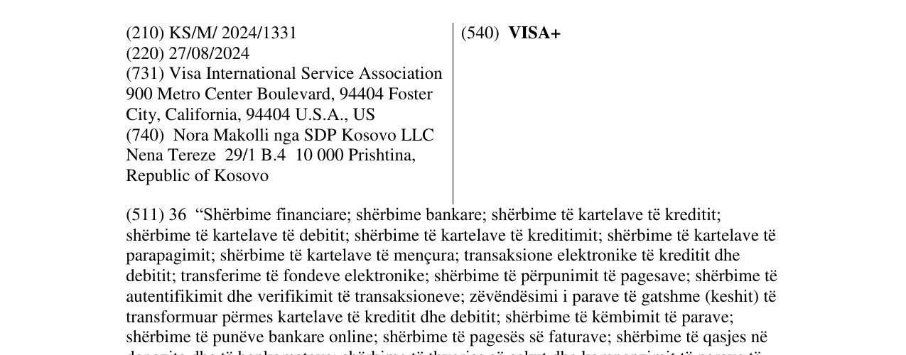 Zëri i markës VISA+ në buletin