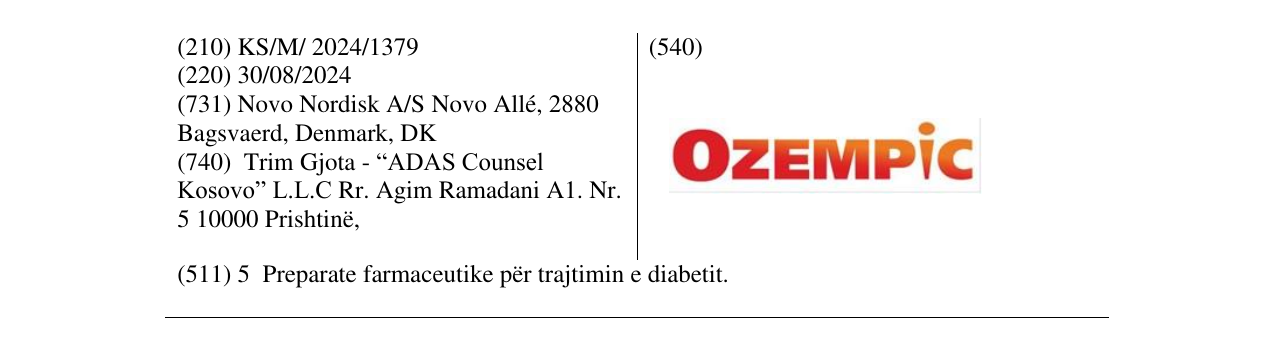 Zëri i markës OZEMPIC në buletin