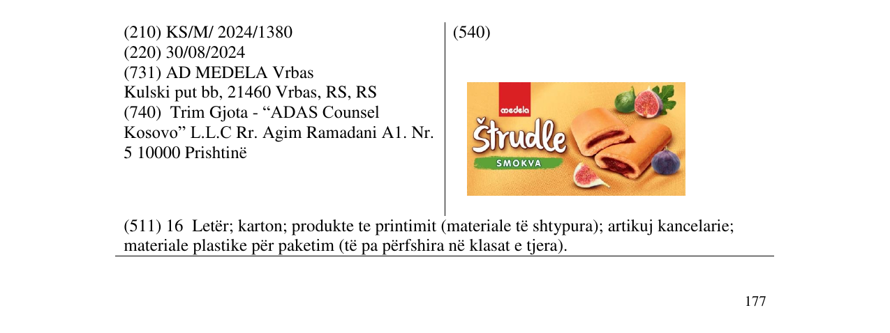 Zëri i markës Strudle SMOKVA në buletin