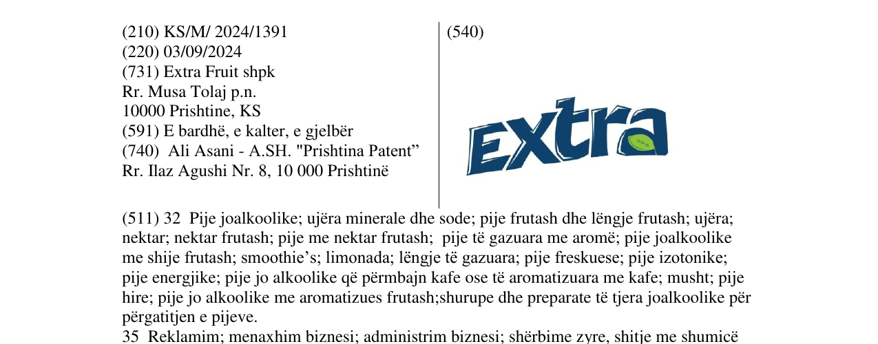 Zëri i markës Extra në buletin