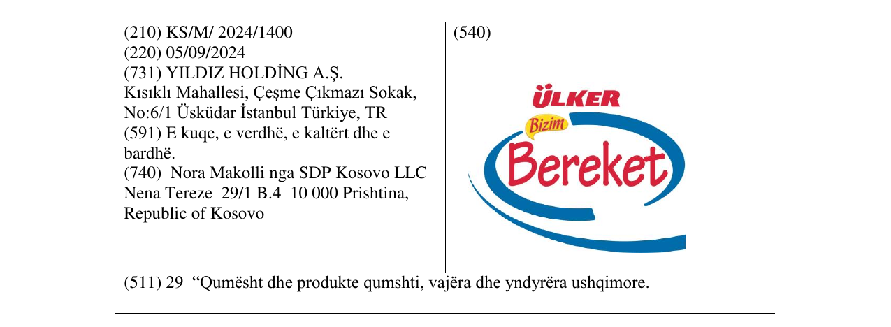 Zëri i markës ULKER Bereket në buletin