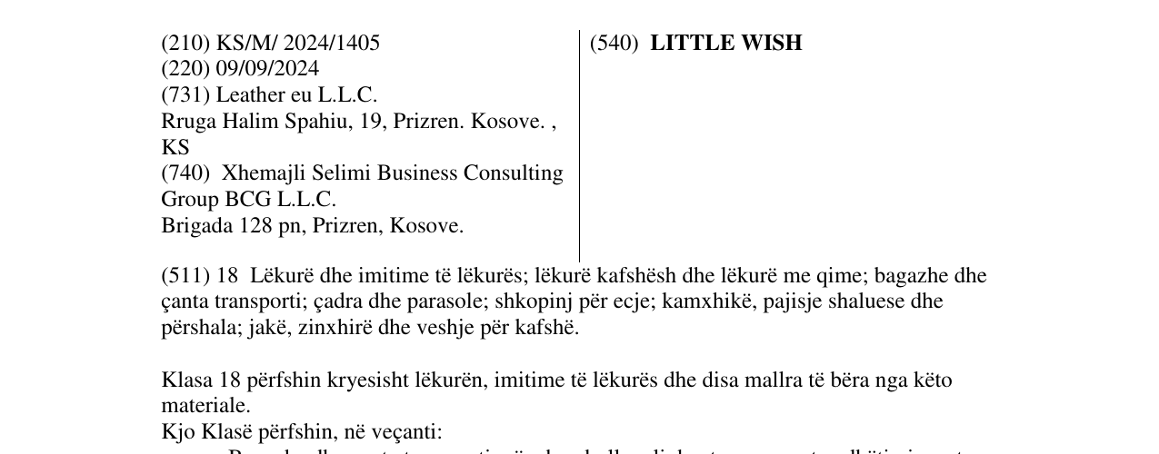 Zëri i markës LITTLE WISH në buletin