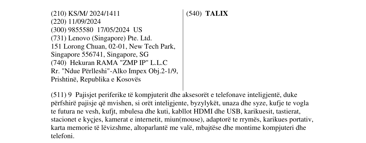 Zëri i markës TALIX në buletin