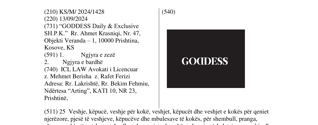 Zëri i markës GODDES në buletin