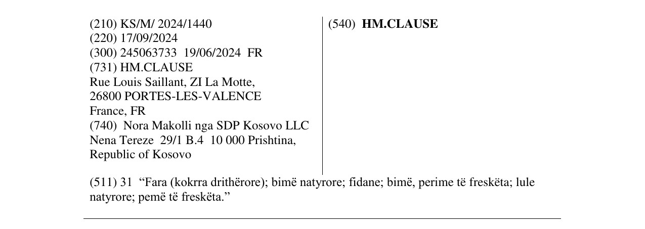 Zëri i markës HM.CLAUSE në buletin