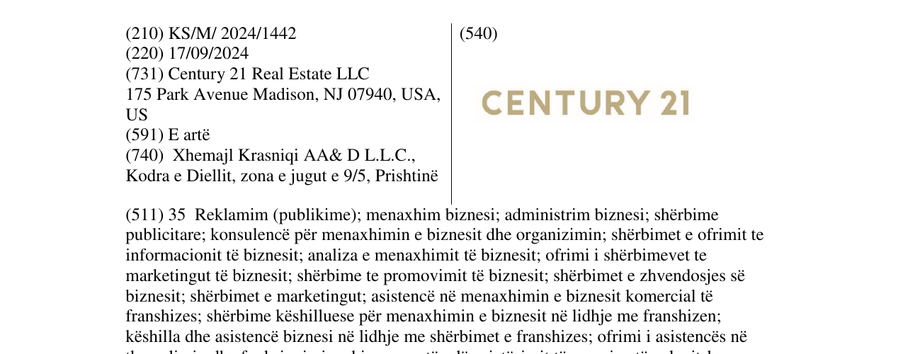 Zëri i markës CENTURY 21 në buletin
