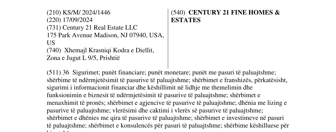 Zëri i markës CENTURY 21 FINE HOMES & ESTATES në buletin
