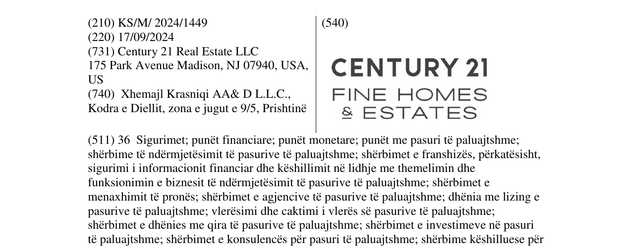 Zëri i markës CENTURY 21 FINE HOMES & ESTATES në buletin