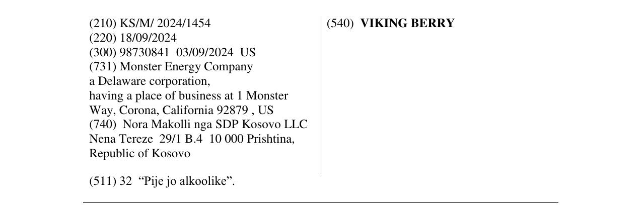 Zëri i markës VIKING BERRY në buletin