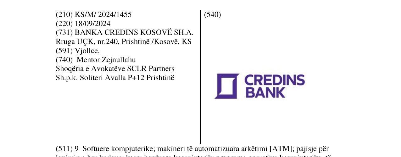 Zëri i markës CREDINS BANK në buletin