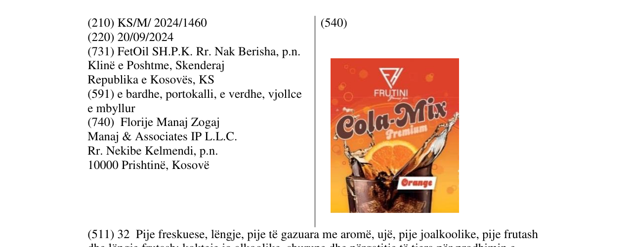 Zëri i markës Cola-Mix në buletin