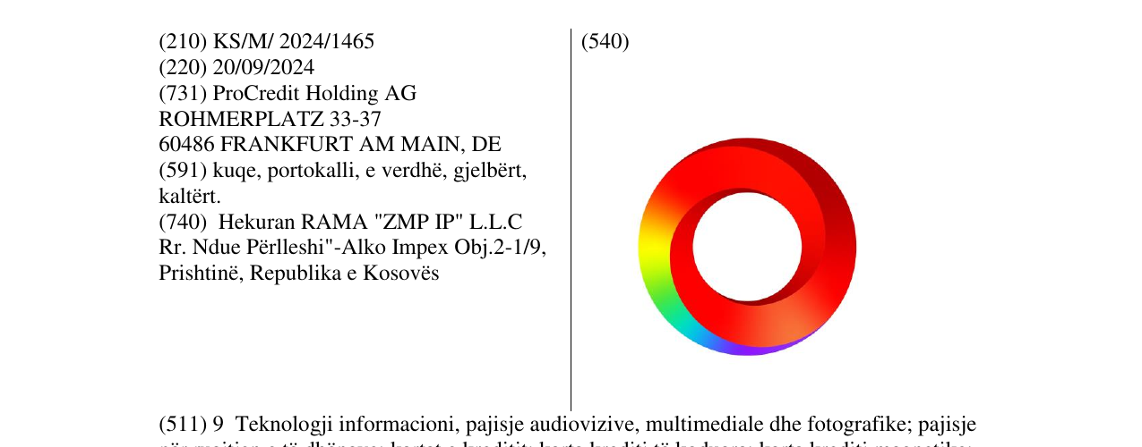 Zëri i markës Procredit holding AG në buletin