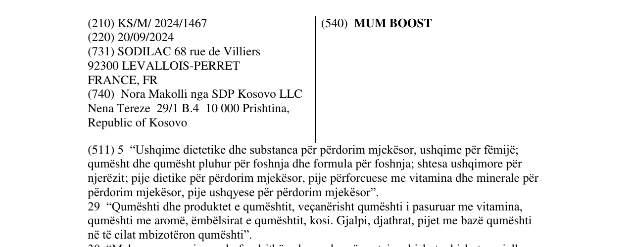 Zëri i markës MUM BOOST në buletin