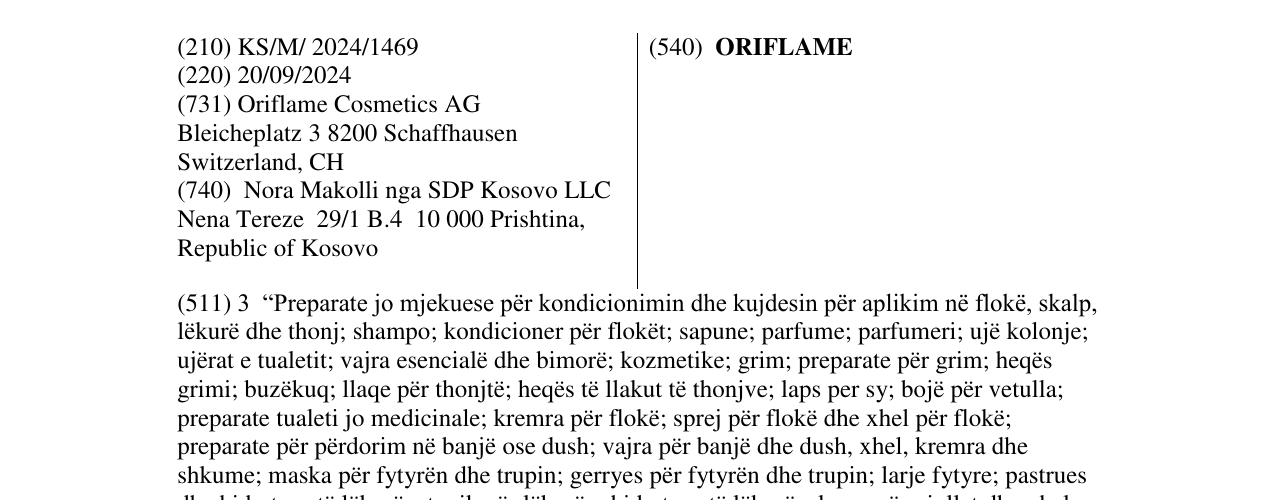 Zëri i markës ORIFLAME në buletin