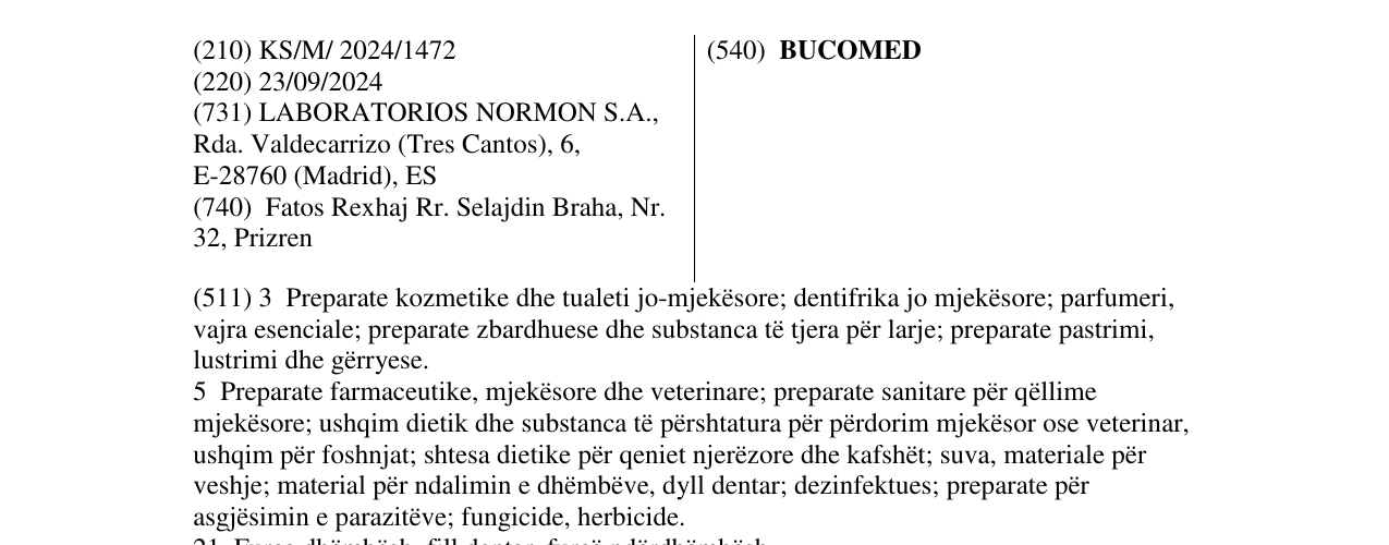 Zëri i markës BUCOMED në buletin