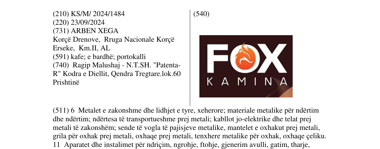 Zëri i markës FOX KAMINA në buletin